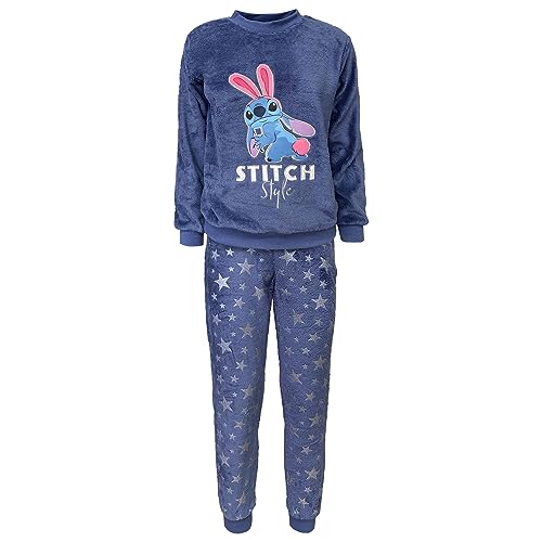 Disney Pijama de Invierno Largo de Mujer Stitch Jersey y PantalÃ³n de Lana 6210, turquesa, S