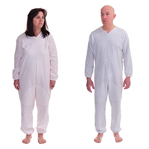 Pijama AntipaÃ±al GeriÃ¡trico en Algodon Hombre/Mujer para el Invierno - Prenda de Lana - Cremallera en la Espalda (Hombre, M)