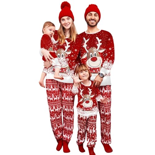 Neufigr Pijamas Navidad Familia,Pijamas De Mujer Navidad,Pareja Pijama Familiar A Juego,Pijamas De Navidad para La Familia,Navideños Familiares Pijamas para Mujer (05- Rojo,M)