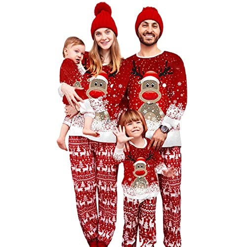 Dihope Pijama Navidad Familia Pijamas NavideÃ±os Mujer Hombre NiÃ±os Conjunto Ropa de Dormir de Navidad Pijama de Renos de Manga Larga Estampada para PapÃ¡, MamÃ¡,NiÃ±os y NiÃ±as